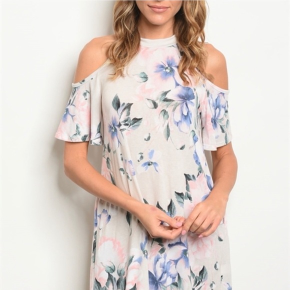 [Super Soft] Jersey Cold Shoulder Dress - Picture 2 of 3